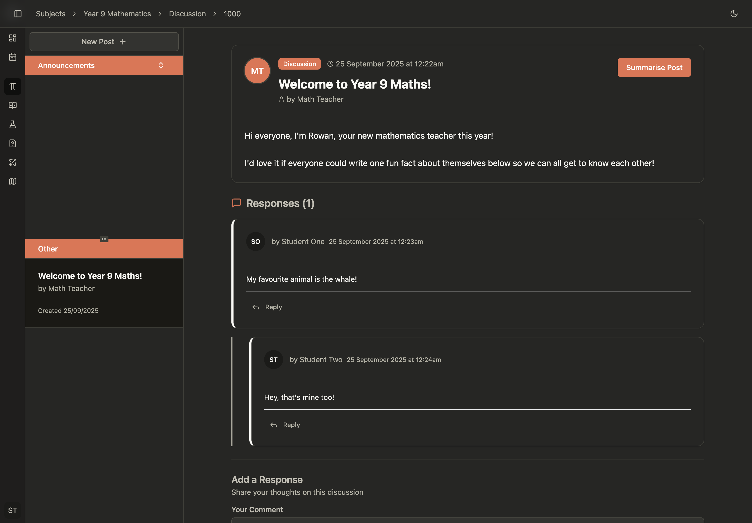 Discussion interface